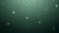 Falling Snowflakes on a Dark Green Gradient Background Royalty Free Stock Photo