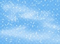 Falling snowflakes flakes on isolated background, Blizzard with wind. Overlay design element. Christmas decoration. Vector. Royalty Free Stock Photo