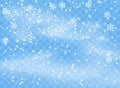 Falling snowflakes flakes on isolated background, Blizzard with wind. Overlay design element. Christmas decoration. Vector. Royalty Free Stock Photo