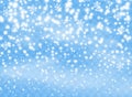 Falling snowflakes flakes on isolated background, Blizzard with wind. Overlay design element. Christmas decoration. Vector. Royalty Free Stock Photo