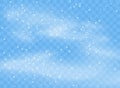 Falling snowflakes flakes on isolated background, Blizzard with wind. Overlay design element. Christmas decoration. Vector. Royalty Free Stock Photo