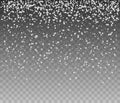 Falling snowflakes. White dots on transparent background. Royalty Free Stock Photo