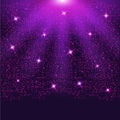 Falling sparkling purple particles and stars. Confetti Glitters. Royalty Free Stock Photo