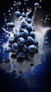 falling splash of blueberries. healthy vegan concept art.