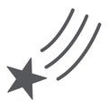 Falling star glyph icon, night and space, shooting star sign, vector graphics, a solid pattern on a white background.