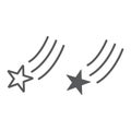 Falling star line and glyph icon, night and space, shooting star sign, vector graphics, a linear pattern on a white