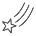 Falling star line icon, night and space, shooting star sign, vector graphics, a linear pattern on a white background.