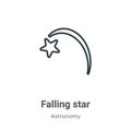 Falling star outline vector icon. Thin line black falling star icon, flat vector simple element illustration from editable Royalty Free Stock Photo