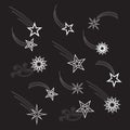 Falling stars vector set.