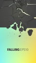 Falling stones banner. Cracked black rock explode