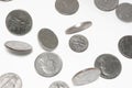 Falling US coins on isolated background Royalty Free Stock Photo