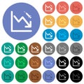 Falling vaccination graph round flat multi colored icons Royalty Free Stock Photo