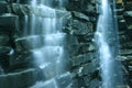 Falling water cascade and rocks