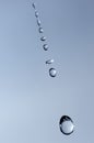 Falling water droplets