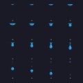 Falling water drops vector animation frames