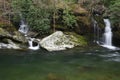 Falling waterfall in the Great Smoky Mountains. Royalty Free Stock Photo