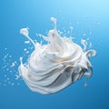 Falling white cream milk yogurt splash falling on a blue background Royalty Free Stock Photo