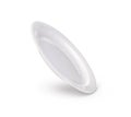 Falling white dish plate isolated