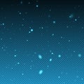 Falling winter christmas realistic snow on transparent background. Bokeh lights and flying snowflakes in the air Royalty Free Stock Photo