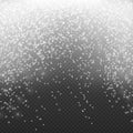 Falling winter snow, snowfall with snowflakes on transparent background vector illustration Royalty Free Stock Photo