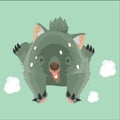 falling wombat. Vector illustration decorative design