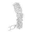 falling wood block tower stack game illustration vector hand drawn with black lines Royalty Free Stock Photo