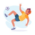 Falling Young Man Character Slip on the Ground Kick the Ball Vector Illustration Royalty Free Stock Photo