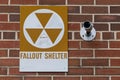 Fallout shelter sign with surveillance camera