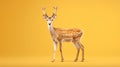 fallow deer against a vibrant yellow backdrop