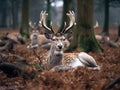 Ai Generated illustration Wildlife Concept of Fallow Deer Royalty Free Stock Photo