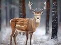 Fallow Deer Majestic powerful Fallow Dama in winter Wildlife scene from Europe