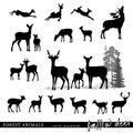 Fallow deer silhouettes with wildlife scene.