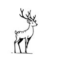 Fallow deer. Fallow deer simple black and white line art vector logo Royalty Free Stock Photo