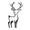Fallow deer. Fallow deer simple black and white line art vector logo Royalty Free Stock Photo
