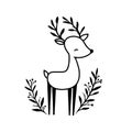 Fallow deer. Fallow deer simple black and white line art vector logo Royalty Free Stock Photo