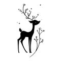 Fallow deer. Fallow deer simple black and white line art vector logo Royalty Free Stock Photo