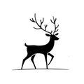 Fallow deer. Fallow deer simple black and white line art vector logo Royalty Free Stock Photo