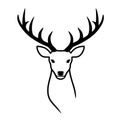 Fallow deer. Fallow deer simple black and white line art vector logo Royalty Free Stock Photo