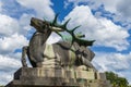 Fallow deer stag sculpture in the public Goenneranlage Baden-Baden