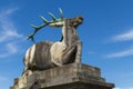 Fallow deer stag sculpture in the public Goenneranlage Baden-Baden