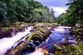 Falls of Feugh Waterfall during Salmon Run Season Royalty Free Stock Photo