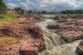 Falls Park is a major Tourist Attraction in Sioux Falls, South Dakota during all Seasons Royalty Free Stock Photo