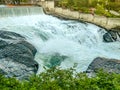 Falls and the Washington Water Power building along the Spokane Royalty Free Stock Photo