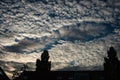 A fallstreak hole, also known as a punch hole cloud or cloud hole, appearing in altocumulus clouds Royalty Free Stock Photo