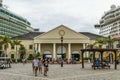 Tourists inside the Falmouth Cruise Port Royalty Free Stock Photo