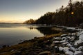 Falmouth Town Landing in Winter with Snow Covered Rocks