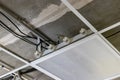 False ceiling installation in a modern office building. Communications under the ceiling Royalty Free Stock Photo