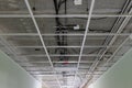 False ceiling installation in a modern office building. Communications under the ceiling Royalty Free Stock Photo
