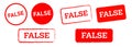 False circle and square shape red stamp label fake wrong incorrect disagree falsehood sign Royalty Free Stock Photo