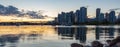False Creek in downtown Vancouver, British Columbia, Canada. Panorama. Sunset Royalty Free Stock Photo